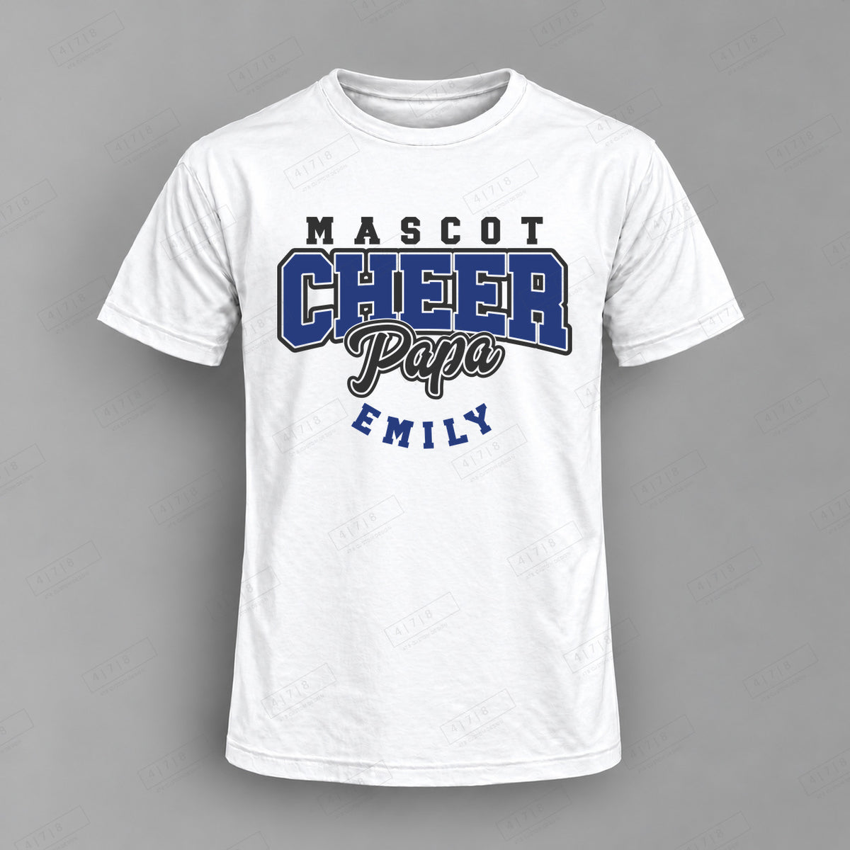 Custom Cheer Papa Design 4-papa cheer template Top white shirt mockup with 478 Custom Design watermark