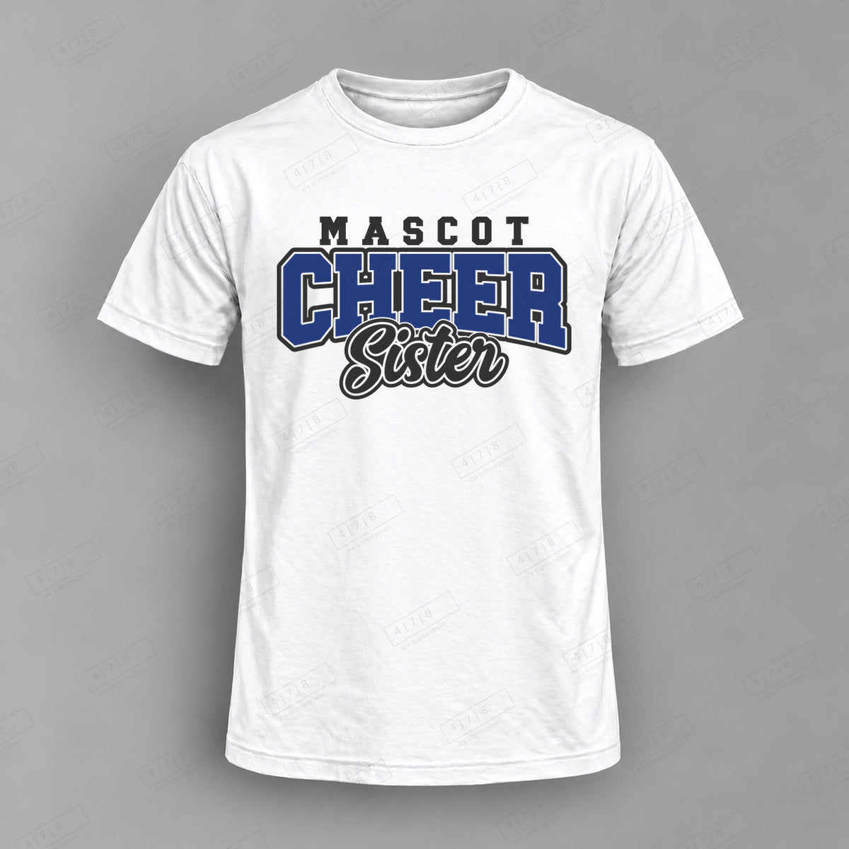 Custom Cheer Sister Design 4-sister cheer template Top white shirt mockup with 478 Custom Design watermark
