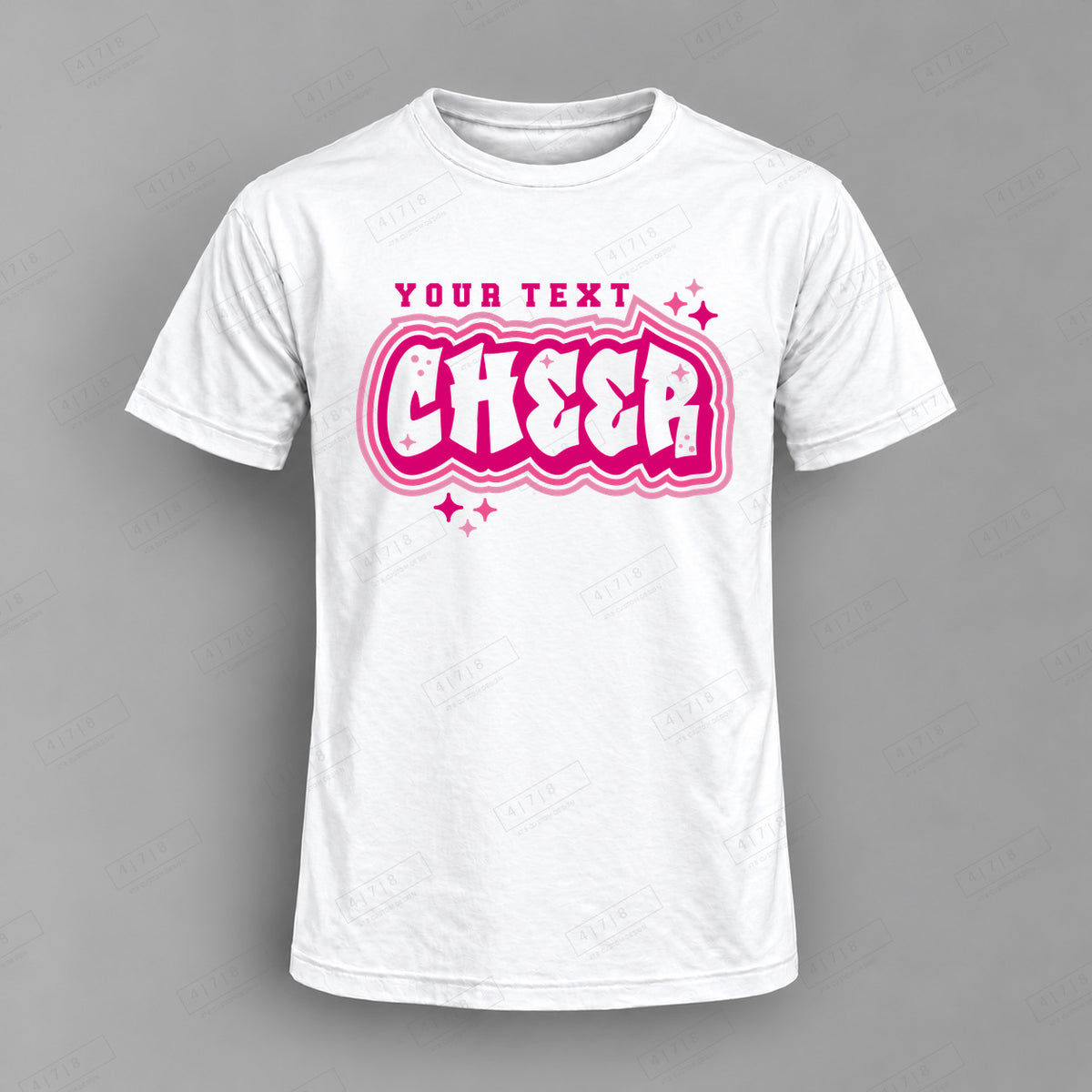 Custom Cheer Design 5-0066 Top white shirt mockup with 478 Custom Design watermark