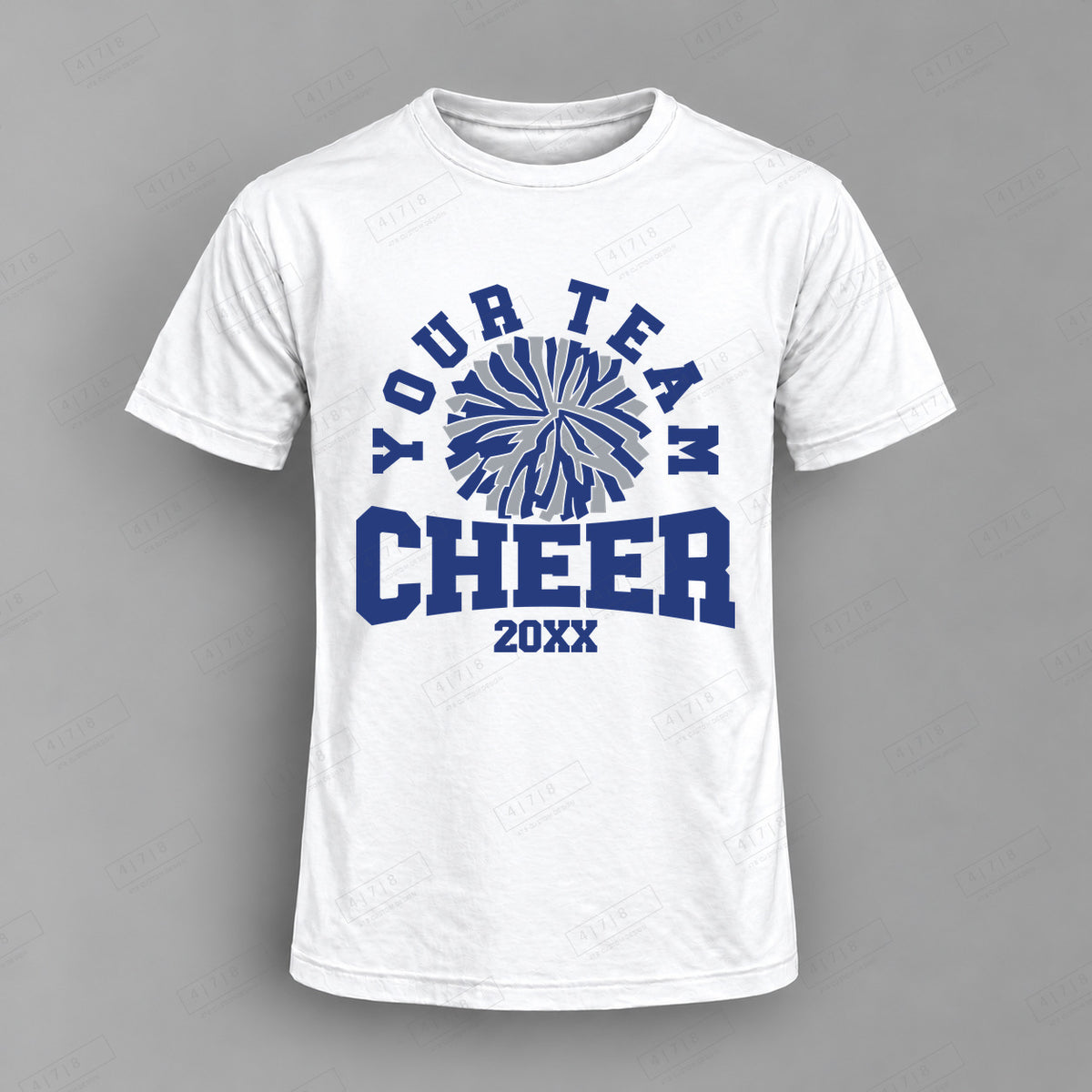 Custom Cheer Design 5-0067 Top white shirt mockup with 478 Custom Design watermark
