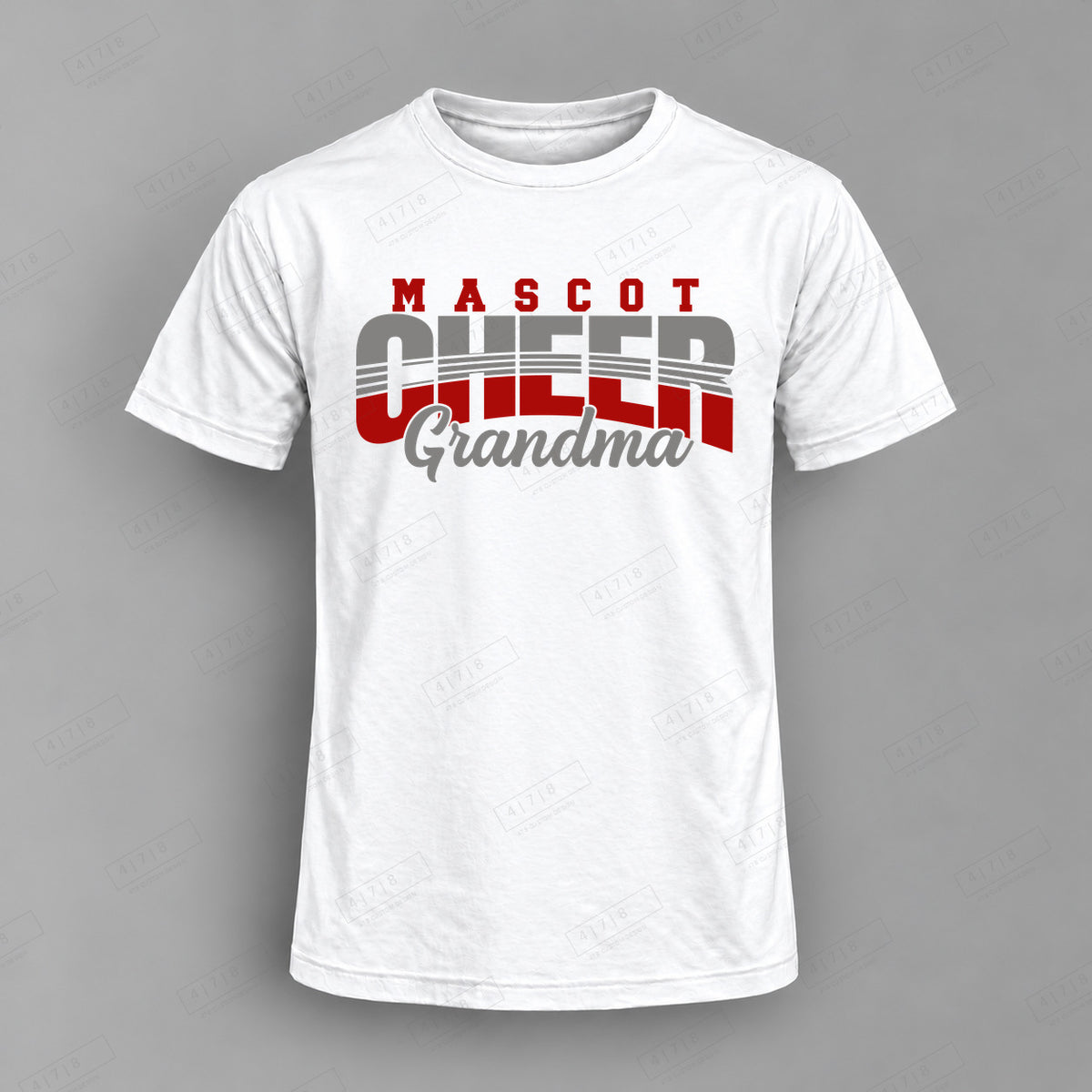Custom Cheer Grandma Design 5-0084 Top white shirt mockup with 478 Custom Design watermark