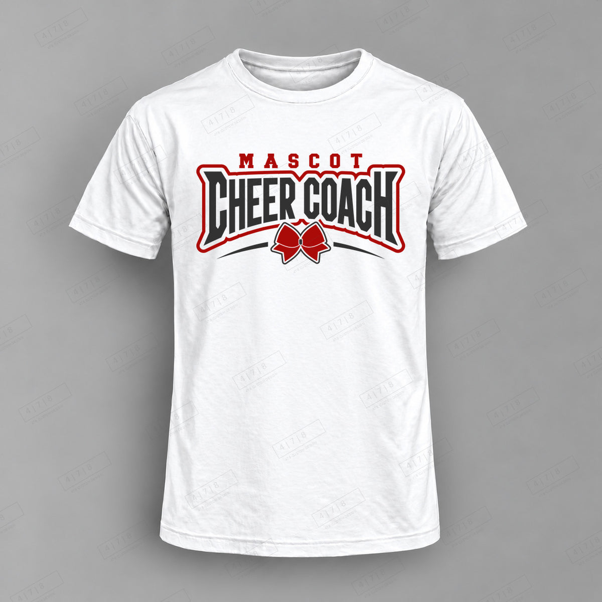 Custom Cheer Coach Design 5-0085 Top white shirt mockup with 478 Custom Design watermark