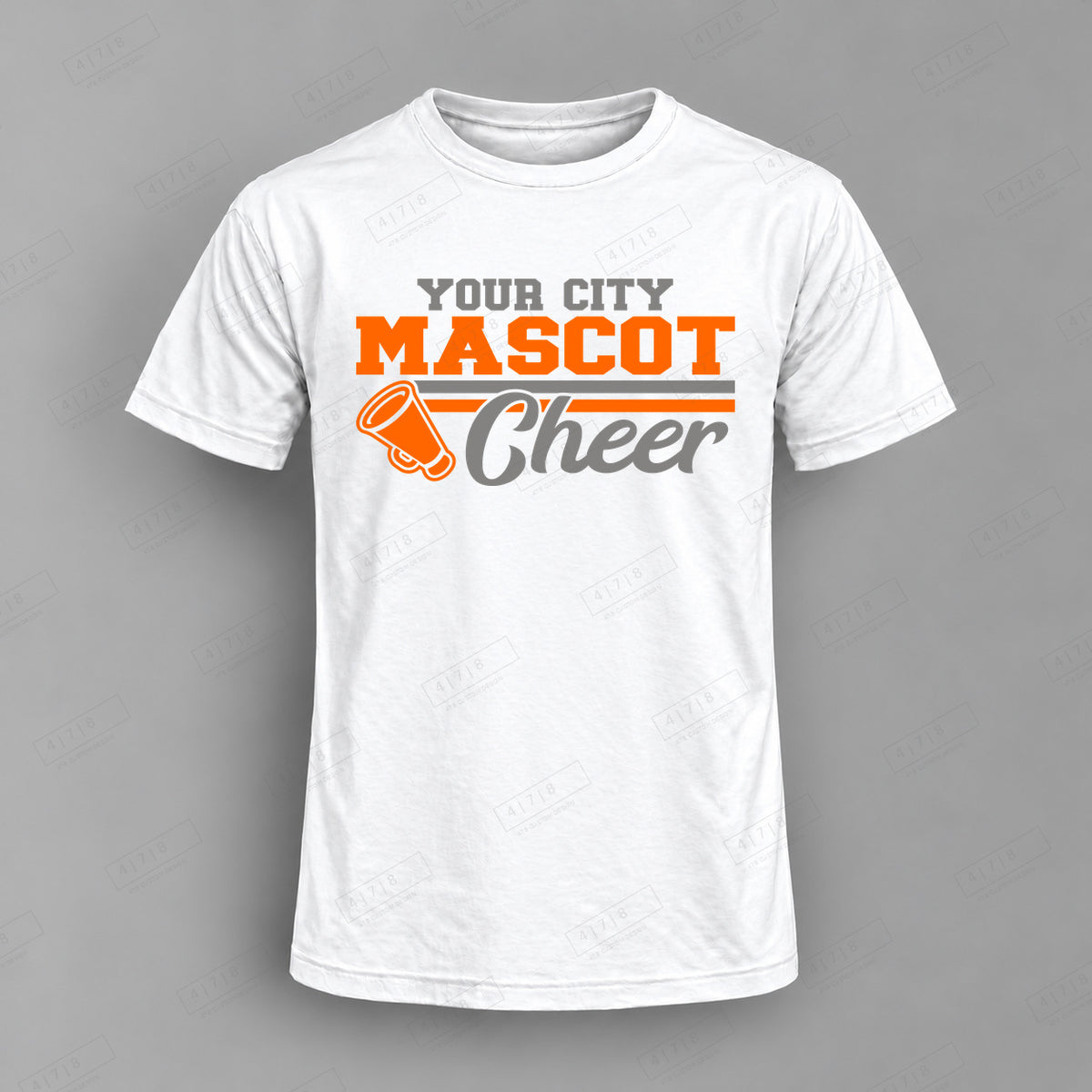 Custom Cheer Design 5-0089 Top white shirt mockup with 478 Custom Design watermark