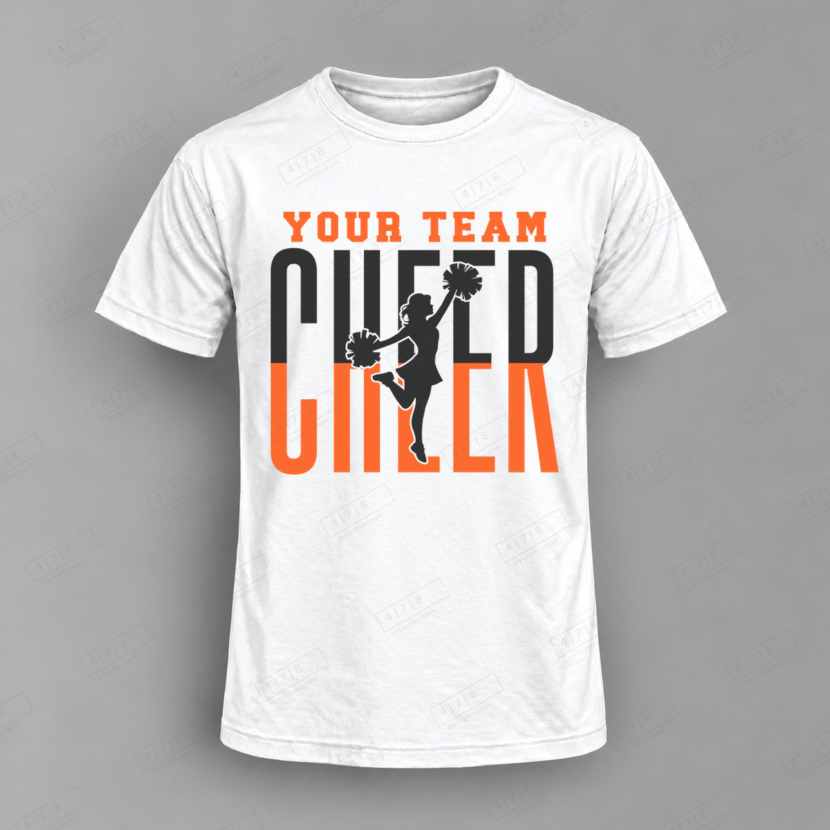 Custom Cheer Design 6-00103 Top white shirt mockup with 478 Custom Design watermark