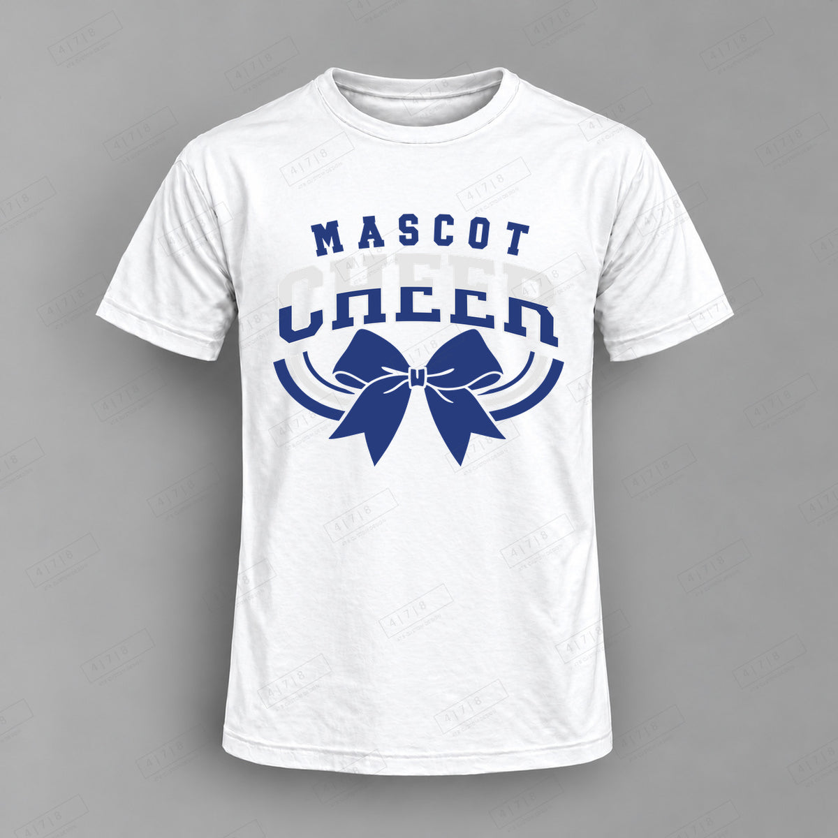 Custom Cheer Design 8-004 Top white shirt mockup with 478 Custom Design watermark