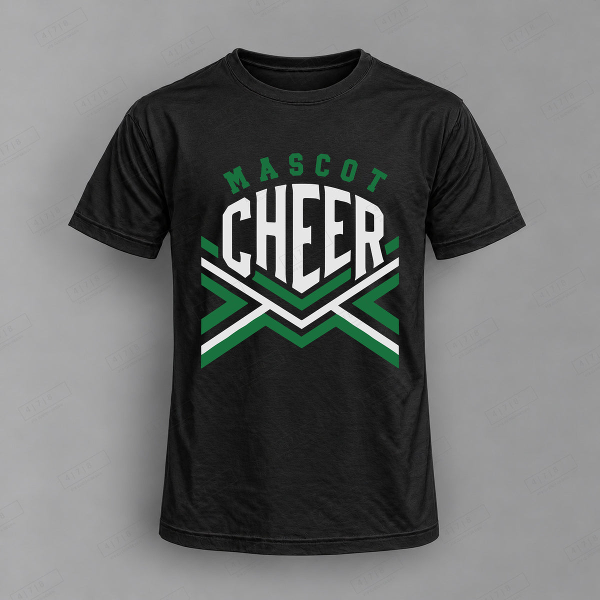 Custom Cheer Design 8-006 Top black shirt mockup with 478 Custom Design watermark