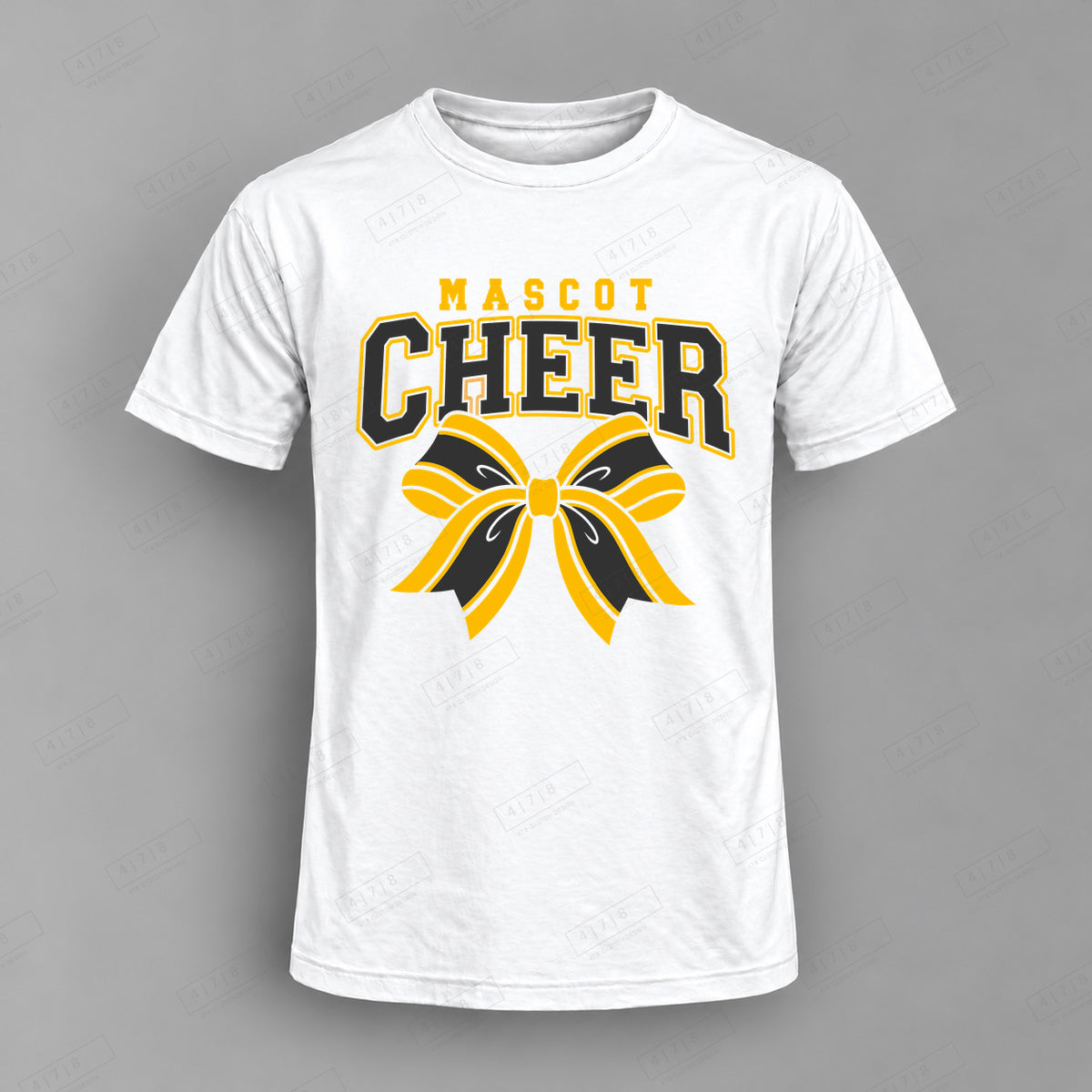 Custom Cheer Design 8-007 Top white shirt mockup with 478 Custom Design watermark