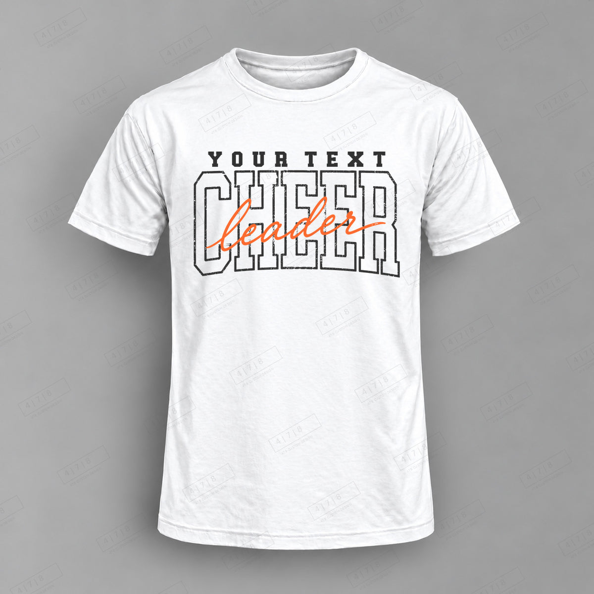 Custom Cheer Design 9-006 Top white shirt mockup with 478 Custom Design watermark
