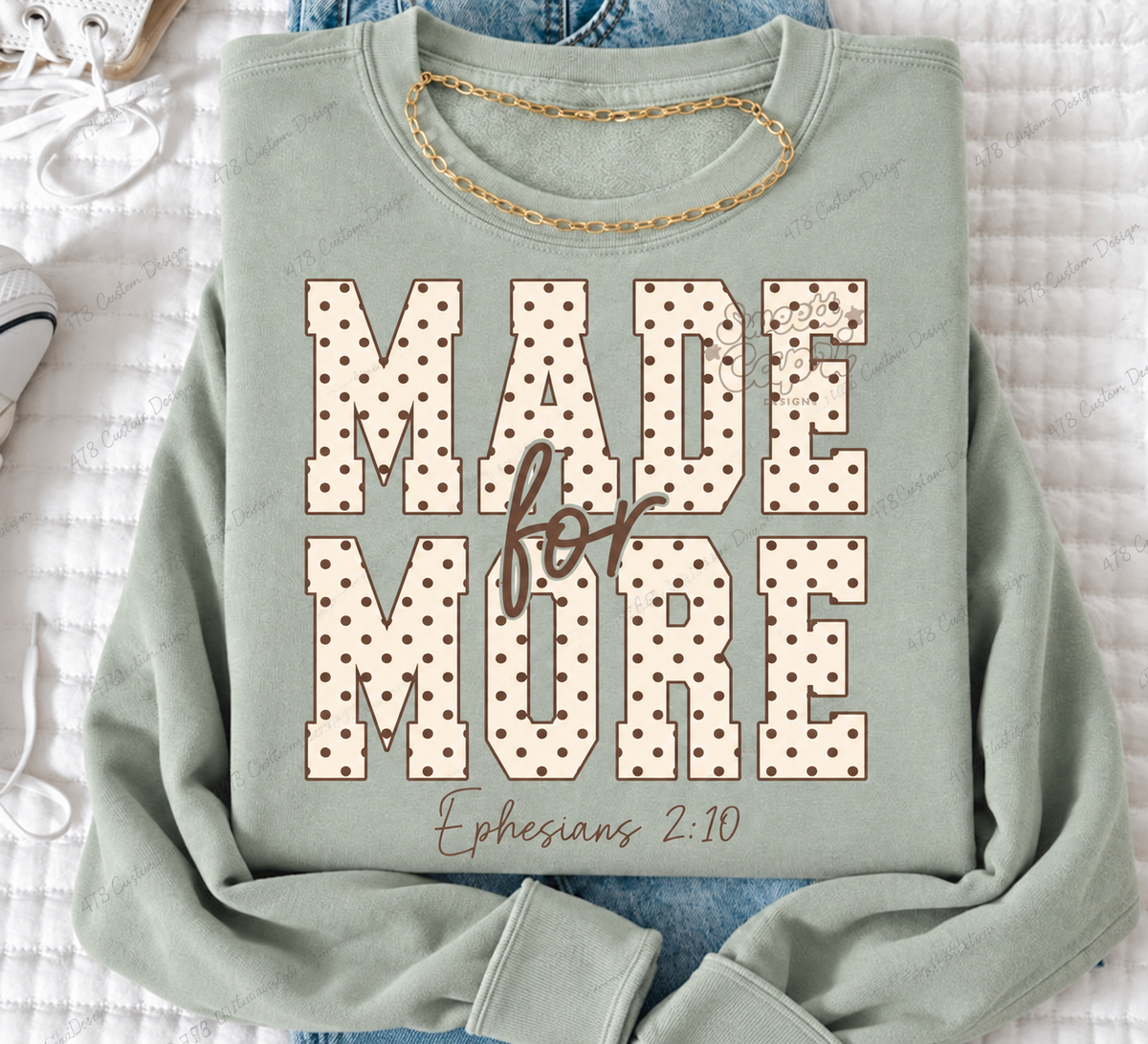 Made for More Polka Dot Faith Top — clean apparel mockup 1