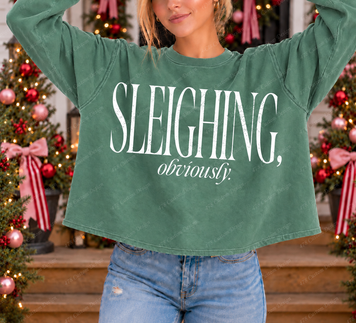 Sleighing Obviously Christmas Top — Choose Your Finish — clean apparel mockup 1