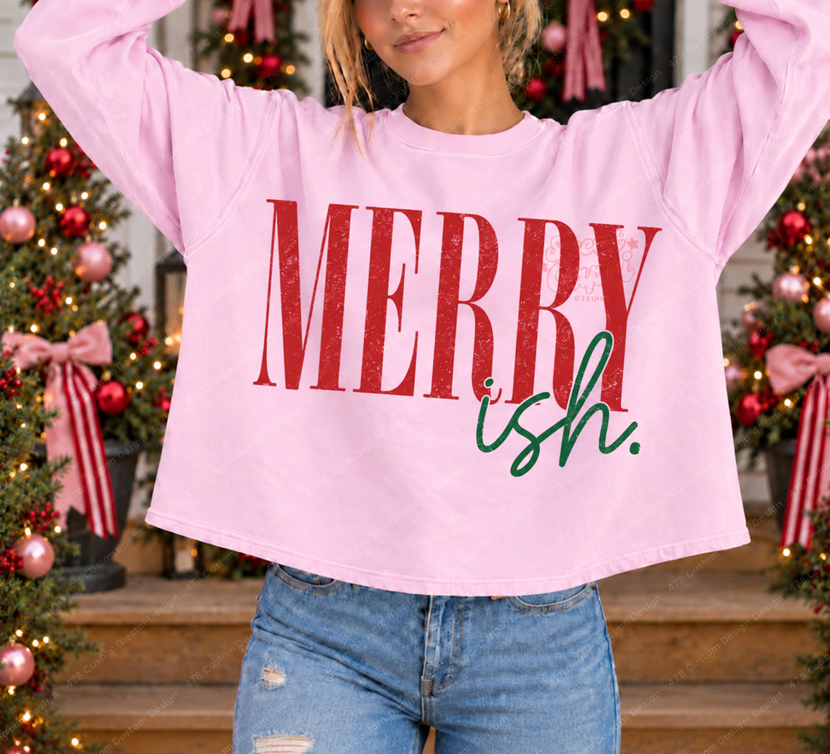 Merry Ish Christmas Top — Choose Your Finish — clean apparel mockup 1
