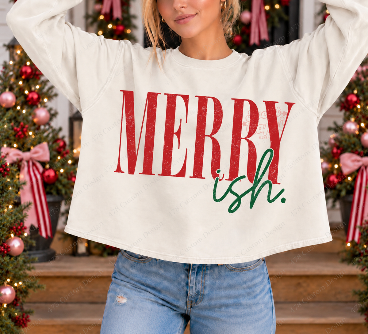 Merry Ish Christmas Top — Choose Your Finish — clean apparel mockup 2