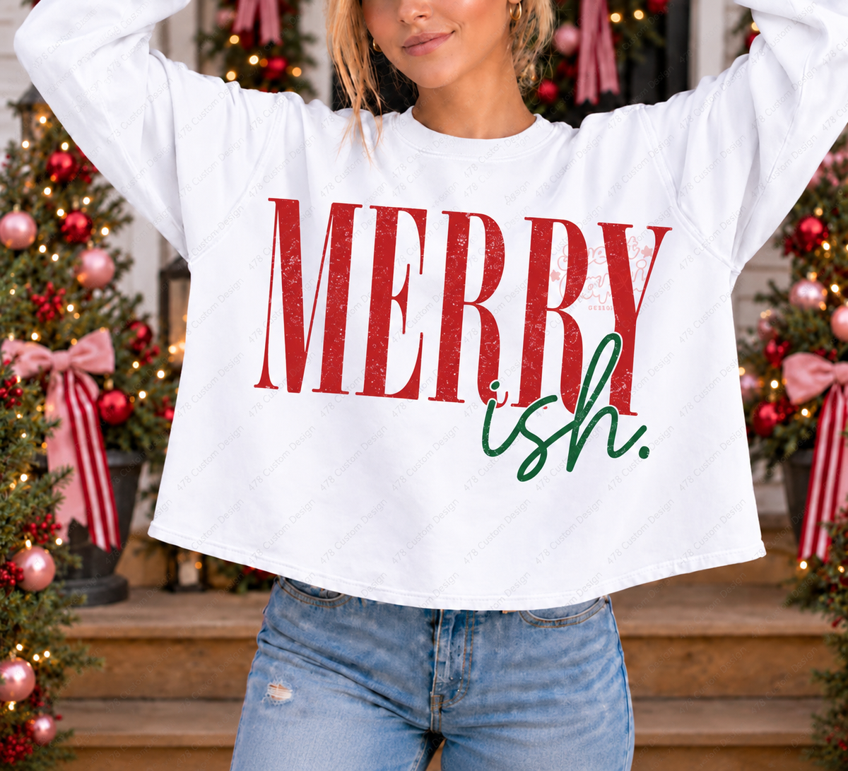 Merry Ish Christmas Top — Choose Your Finish — clean apparel mockup 3