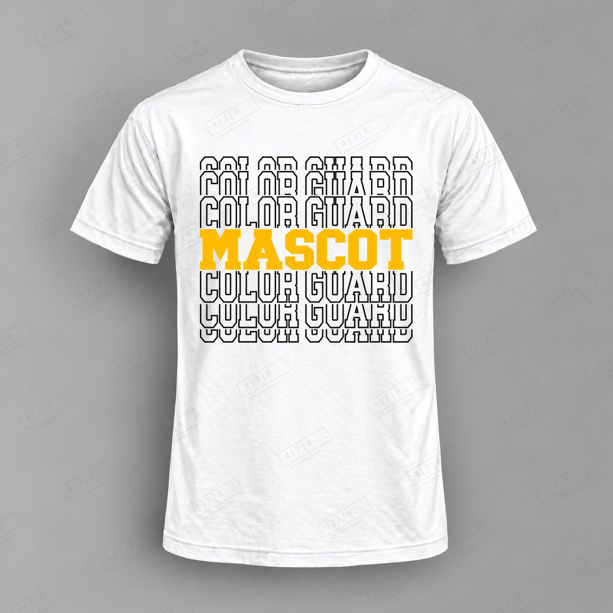 Custom Color Guard Design 1-0010 Top white shirt mockup with 478 Custom Design watermark