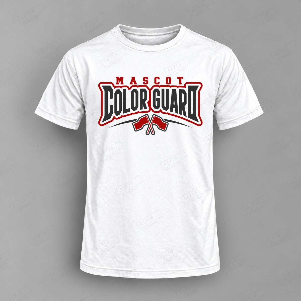 Custom Color Guard Design 1-0011 Top white shirt mockup with 478 Custom Design watermark