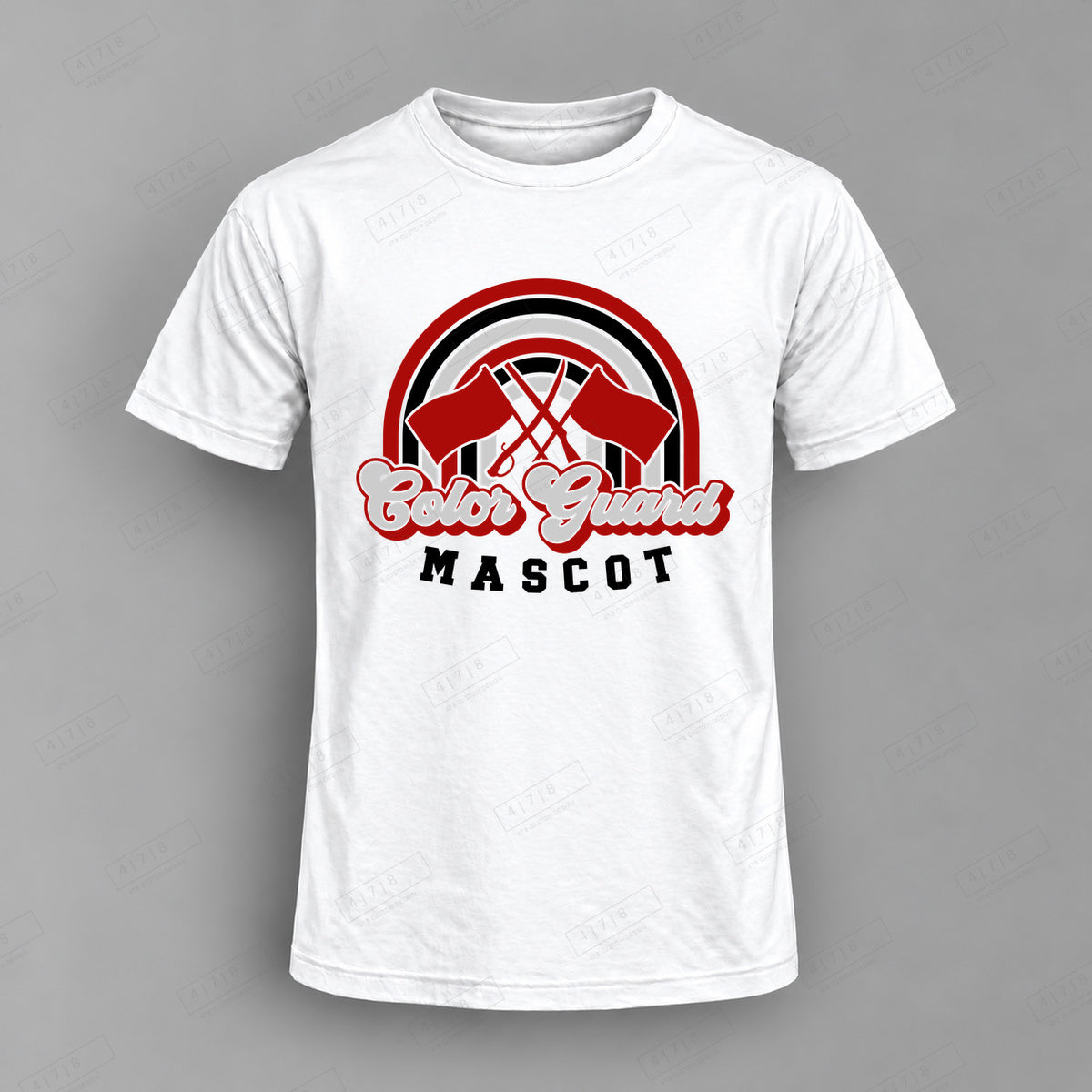 Custom Color Guard Design 1-0012 Top white shirt mockup with 478 Custom Design watermark