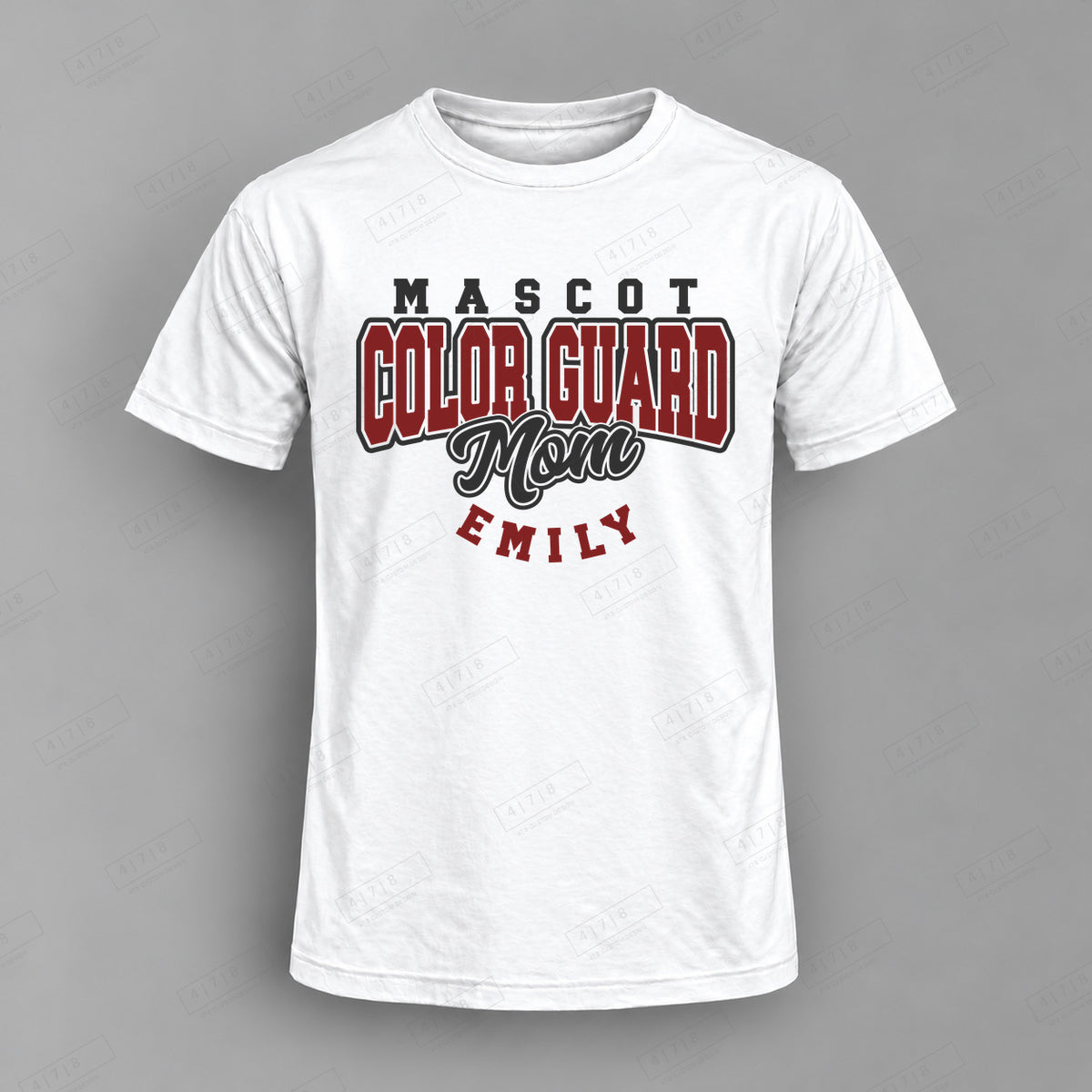 Custom Color Guard Mom Design 1-0014 Top white shirt mockup with 478 Custom Design watermark
