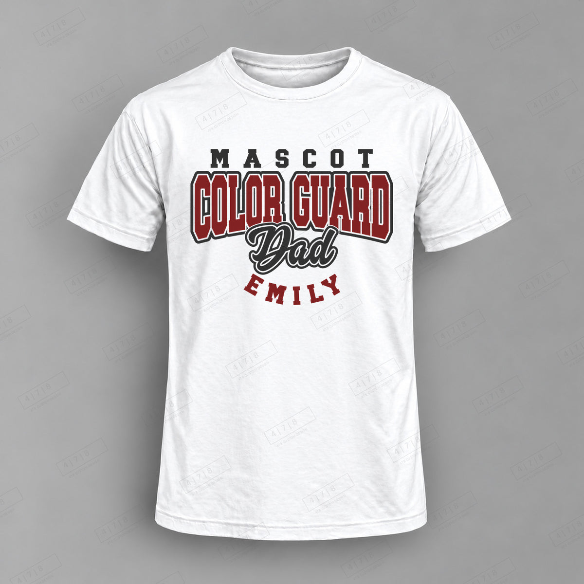 Custom Color Guard Dad Design 1-0015 Top white shirt mockup with 478 Custom Design watermark