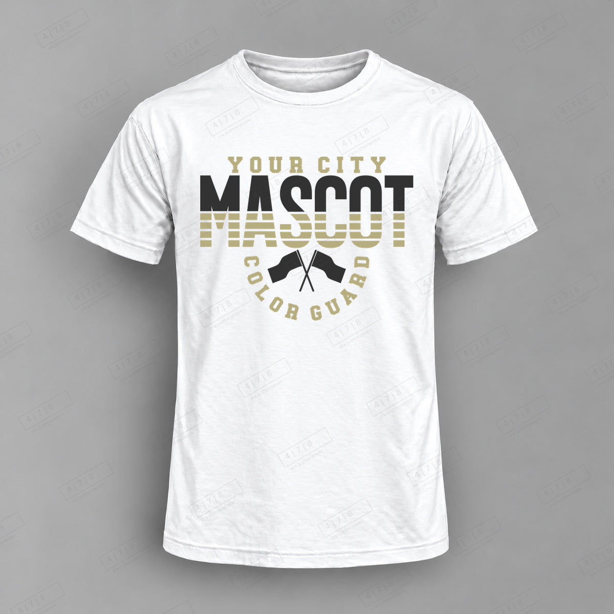 Custom Color Guard Design 1-0018 Top white shirt mockup with 478 Custom Design watermark