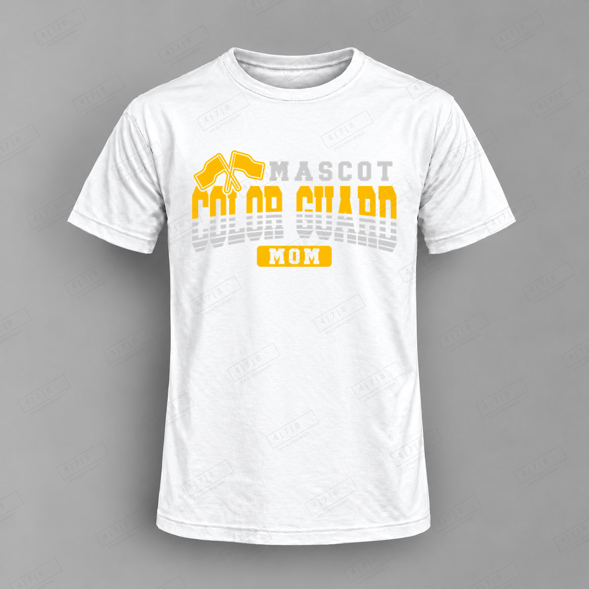 Custom Color Guard Mom Design 1-004 Top white shirt mockup with 478 Custom Design watermark