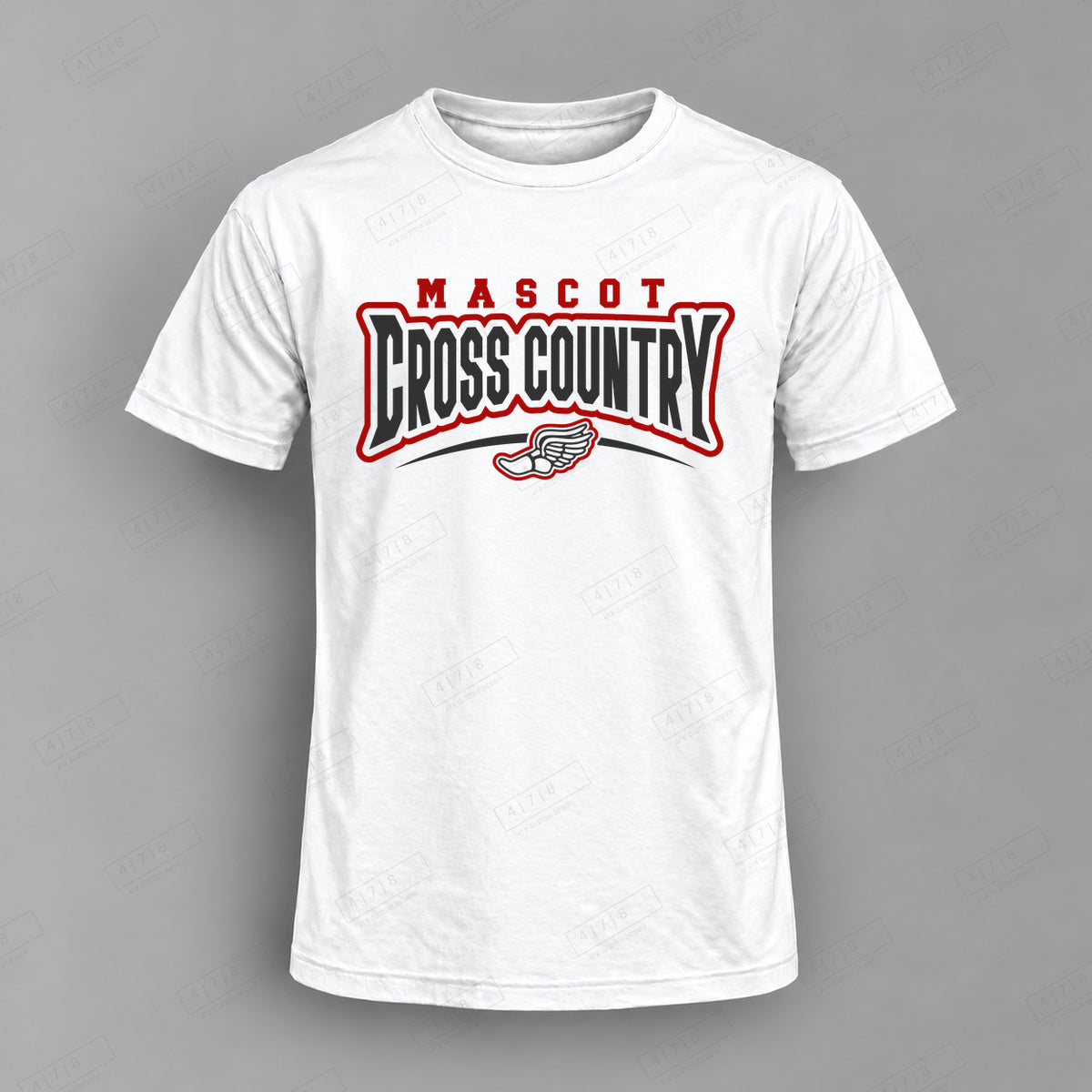 Custom Cross Country Design 1-0010 Top white shirt mockup with 478 Custom Design watermark