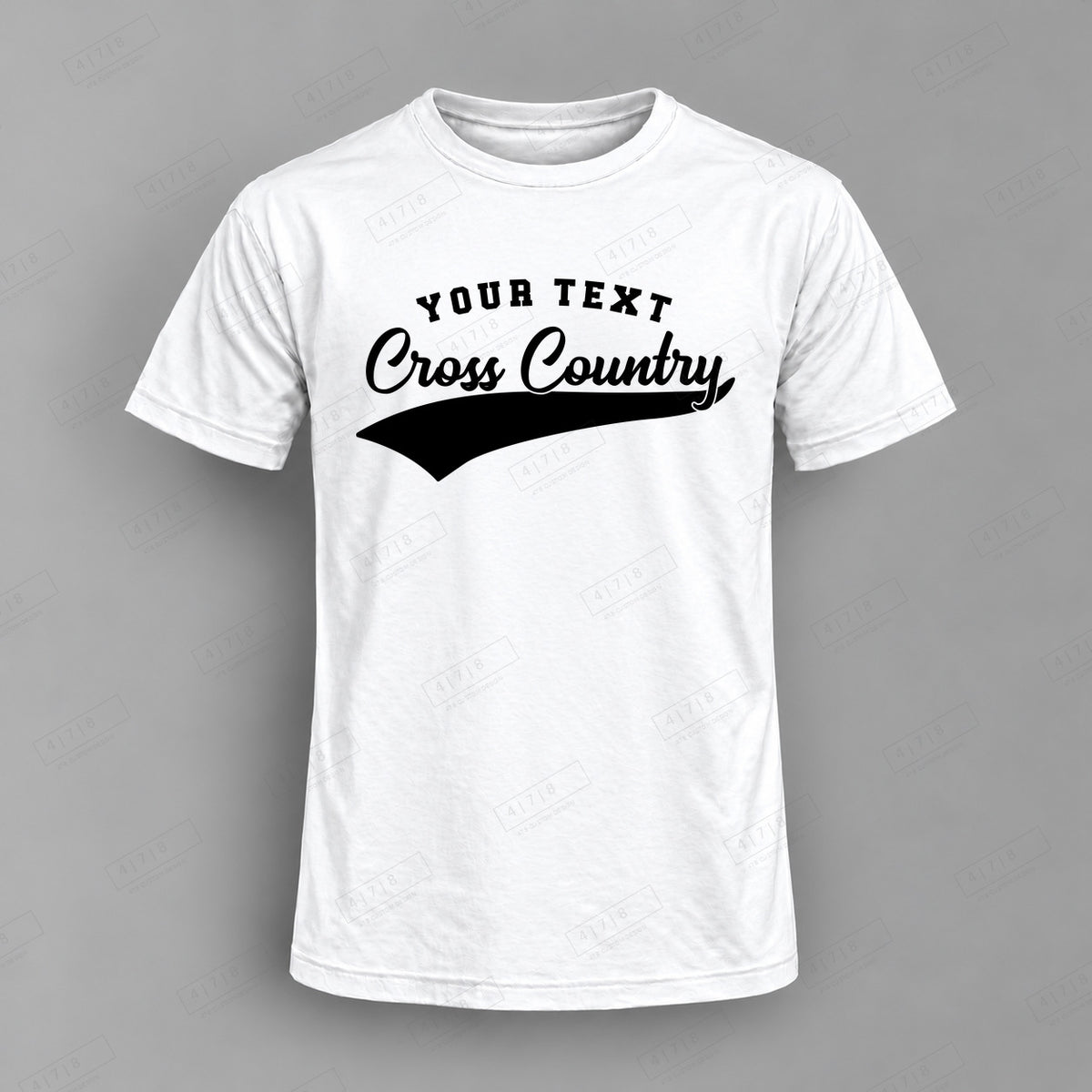 Custom Cross Country Design 1-0012 Top white shirt mockup with 478 Custom Design watermark