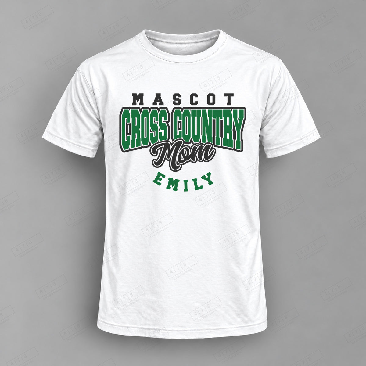 Custom Cross Country Mom Design 1-0013 Top white shirt mockup with 478 Custom Design watermark