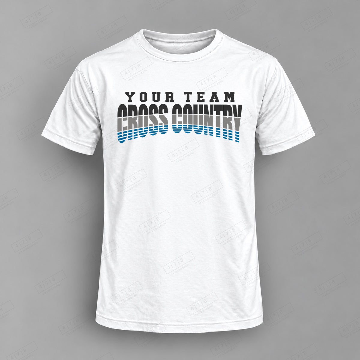 Custom Cross Country Design 1-002 Top white shirt mockup with 478 Custom Design watermark