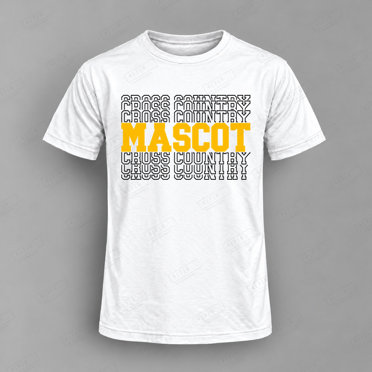 Custom Cross Country Design 1-003 Top white shirt mockup with 478 Custom Design watermark
