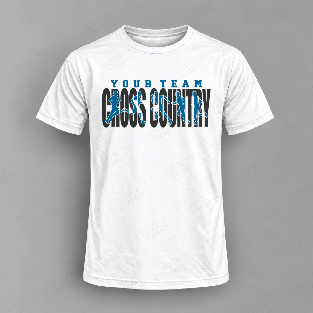 Custom Cross Country Design 1-004 Top white shirt mockup with 478 Custom Design watermark