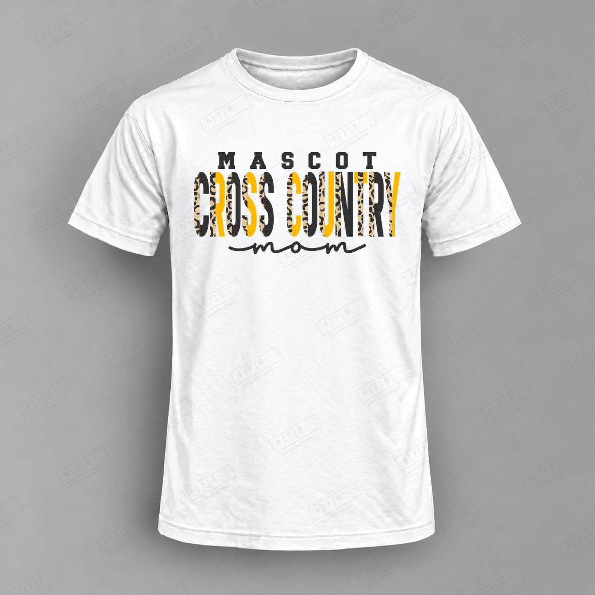 Custom Cross Country Mom Design 1-007 Top white shirt mockup with 478 Custom Design watermark