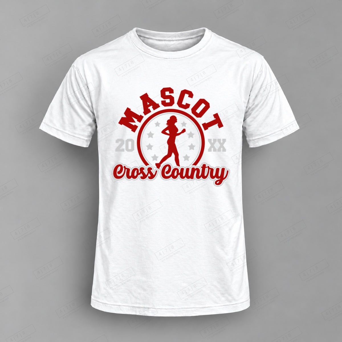 Custom Cross Country Design 1-009  female Top white shirt mockup with 478 Custom Design watermark