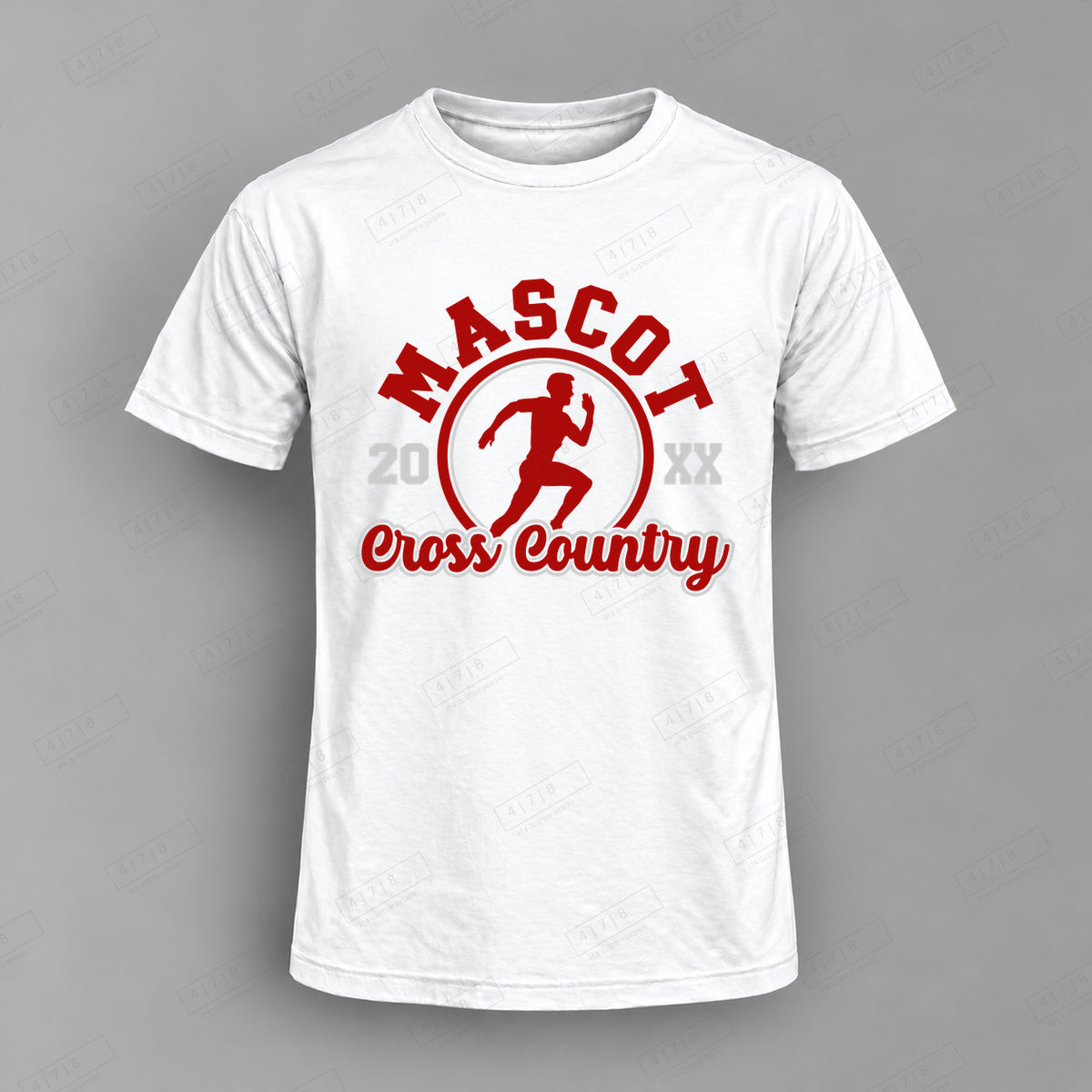 Custom Cross Country Design 1-009  male Top white shirt mockup with 478 Custom Design watermark