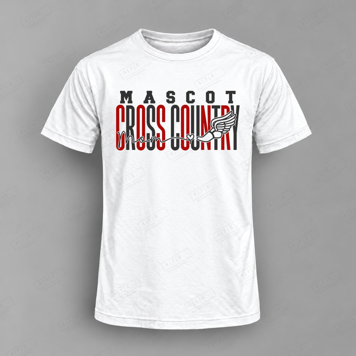 Custom Cross Country Mom Design 2-0021 Top white shirt mockup with 478 Custom Design watermark