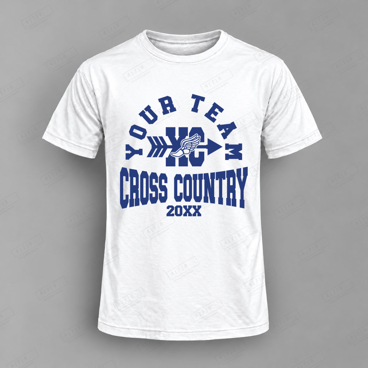 Custom Cross Country Design 2-0023 Top white shirt mockup with 478 Custom Design watermark