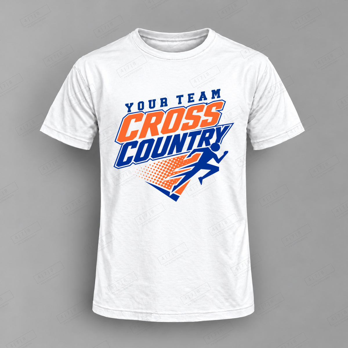 Custom Cross Country Design 2-0025 Top white shirt mockup with 478 Custom Design watermark
