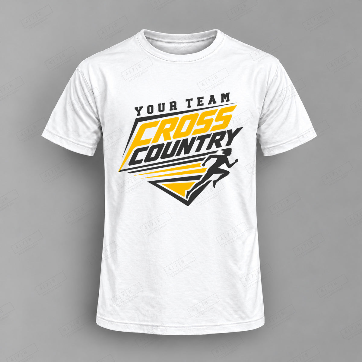 Custom Cross Country Design 2-0026 Top white shirt mockup with 478 Custom Design watermark