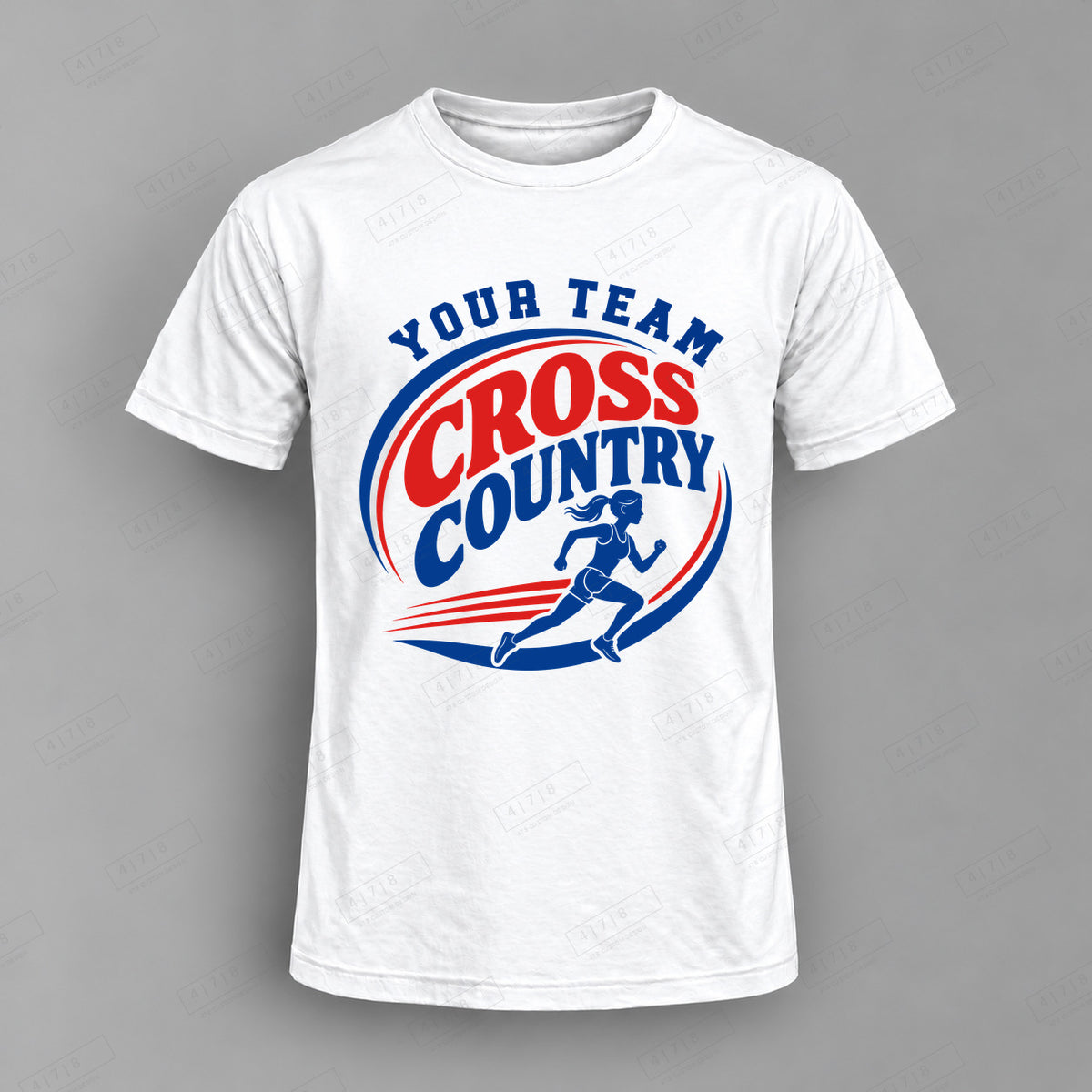 Custom Cross Country Design 2-0027 Top white shirt mockup with 478 Custom Design watermark