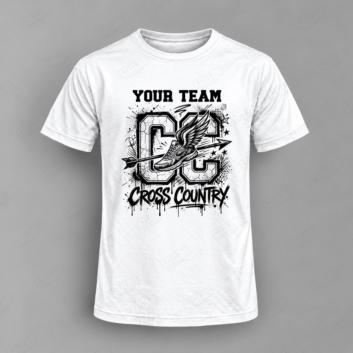 Custom Cross Country Design 2-0028 Top white shirt mockup with 478 Custom Design watermark