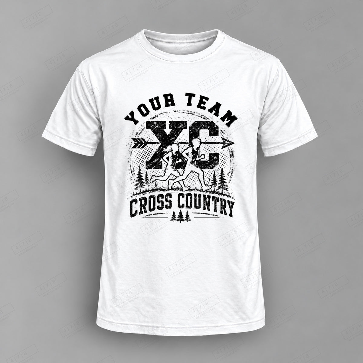 Custom Cross Country Design 3-0033 Top white shirt mockup with 478 Custom Design watermark