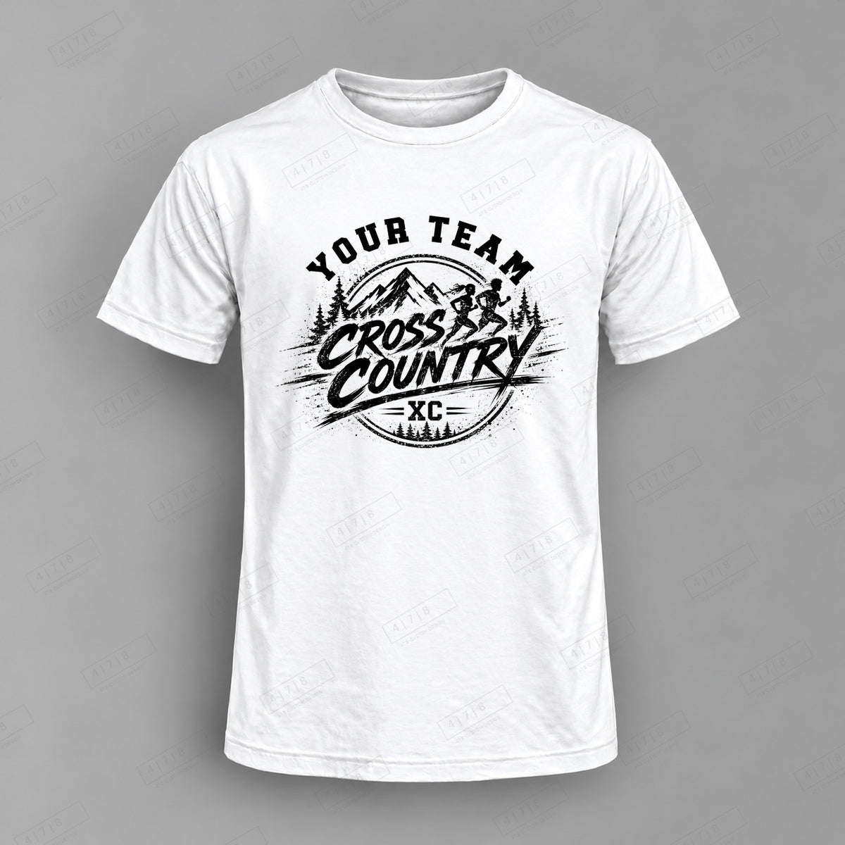 Custom Cross Country Design 3-0034 Top white shirt mockup with 478 Custom Design watermark