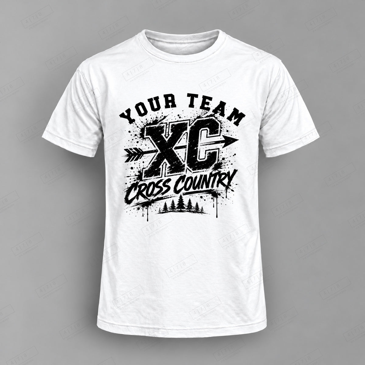 Custom Cross Country Design 3-0035 Top white shirt mockup with 478 Custom Design watermark