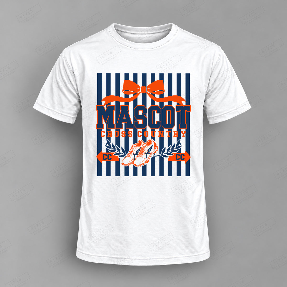 Custom Cross Country Design 3-0036 Top white shirt mockup with 478 Custom Design watermark
