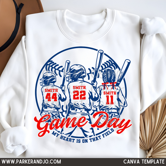 Custom 2 Baseball Brothers 1 Baseball Sister Top mockup showing the pictured apparel design.