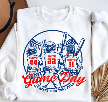 Custom 2 Baseball Brothers 1 Baseball Sister Top mockup showing the pictured apparel design.