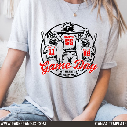 Custom 3 Baseball Brothers Top mockup showing the pictured apparel design.