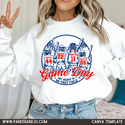 Custom 3 Boys 1 Girl Baseball Softball Top mockup showing the pictured apparel design.