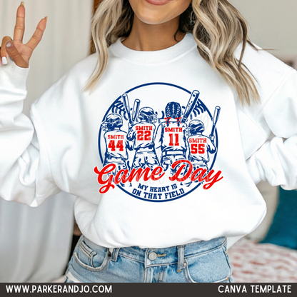 Custom 3 Boys 1 Girl Baseball Softball Top mockup showing the pictured apparel design.