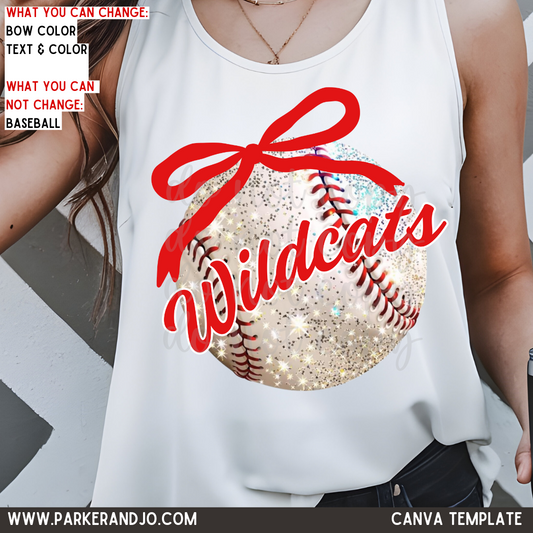 Custom Baseball And Bow Top mockup showing the pictured apparel design.