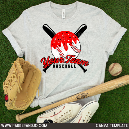 Custom Baseball Bats & Ball Drip Top mockup showing the pictured apparel design.